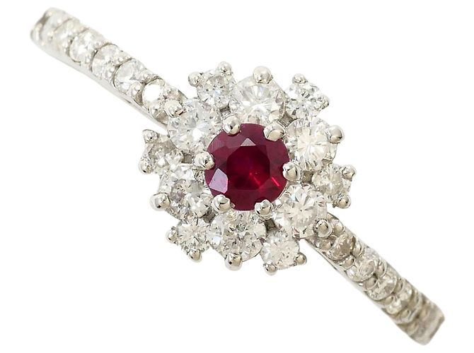 Autre Marque PT950 Platinring mit Rubin und Diamant