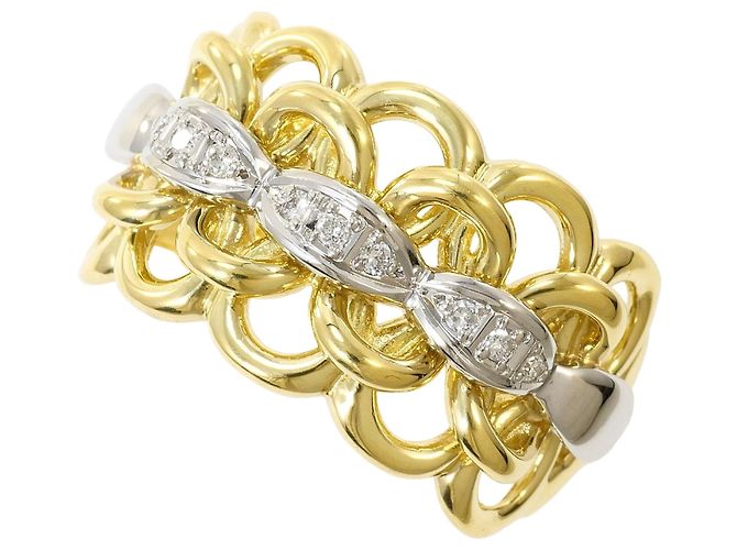 Autre Marque Platin- und Gelbgold-Ring mit Diamant Golden
