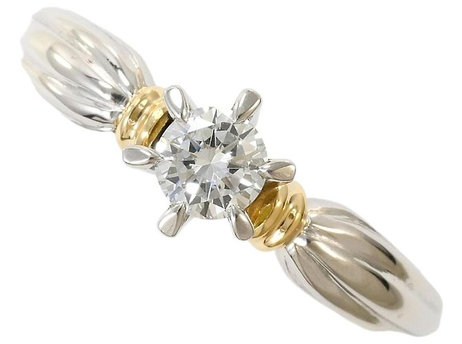 Autre Marque Platin- und Gelbgold-Ring mit Diamant Golden