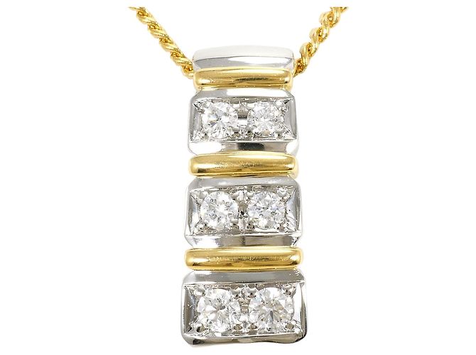 Autre Marque Collana in oro giallo 18K e platino con diamante D'oro