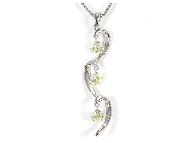 Autre Marque Collar de oro blanco de 18K con diamante amarillo Dorado