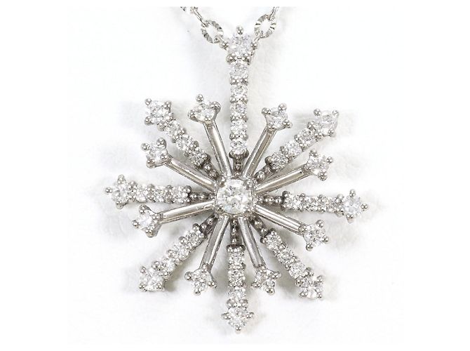 Autre Marque Collar de oro blanco de 18K con diamante Dorado