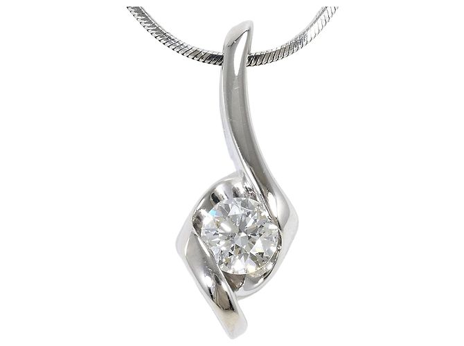 Autre Marque Colar de ouro branco 18K com diamante Dourado