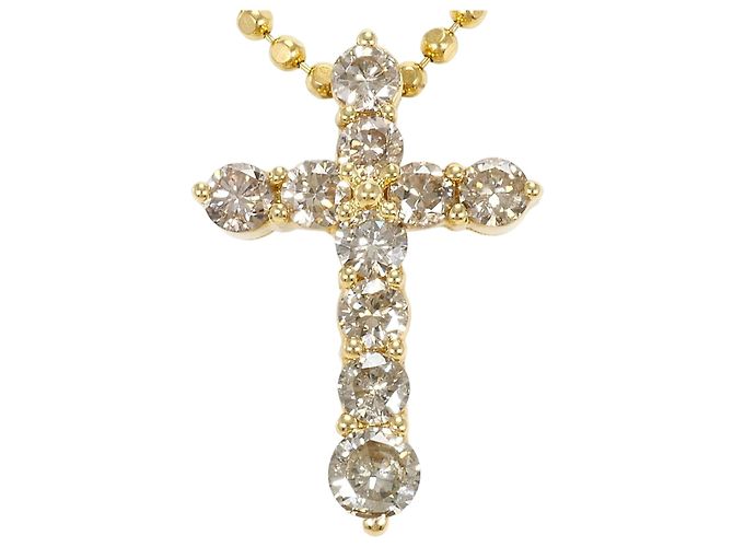 Autre Marque Collar de oro amarillo de 18K con diamante marrón Castaño Dorado