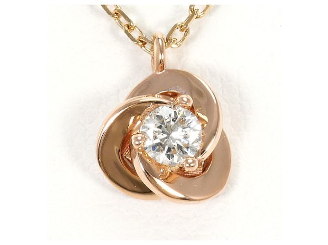 Autre Marque Colar de ouro rosa com diamante Dourado