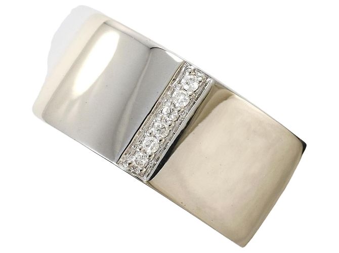Autre Marque Aliança de ouro branco 18K e diamantes Dourado