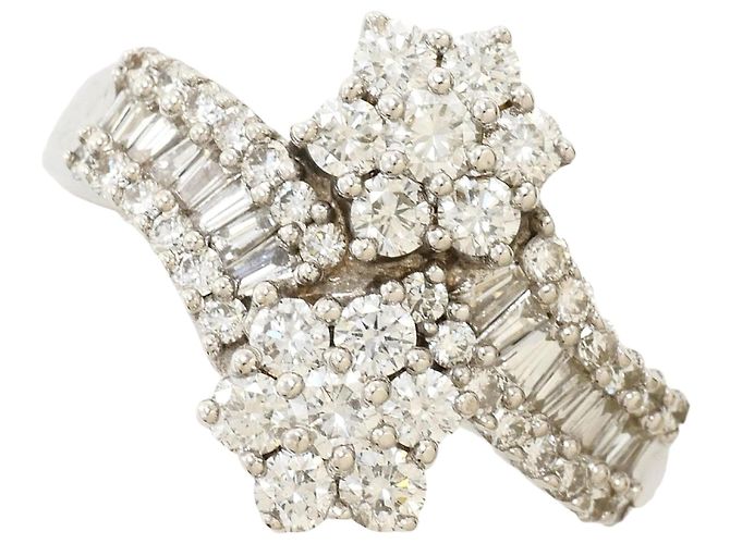 Autre Marque Anello a fascia in oro bianco 18K con diamante D'oro