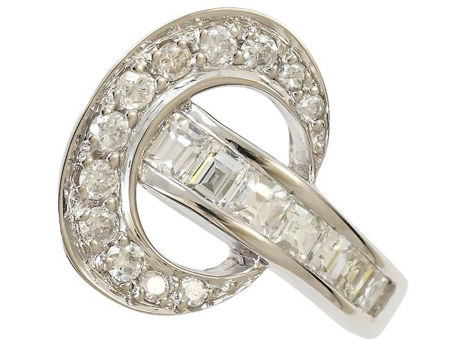 Autre Marque Anillo de banda en oro blanco de 18K con diamante Dorado