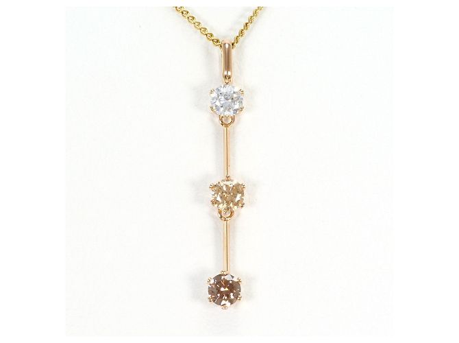 Autre Marque Collar de Oro de 14K con Circonia Dorado
