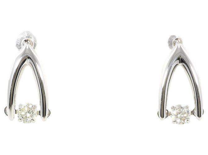 Autre Marque Orecchini a lobo in oro bianco 18K e diamanti D'oro