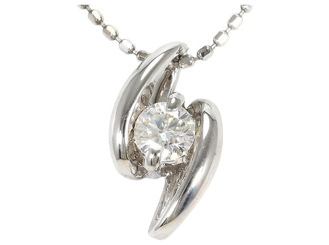 Autre Marque Collar de oro blanco de 18K con diamante Dorado