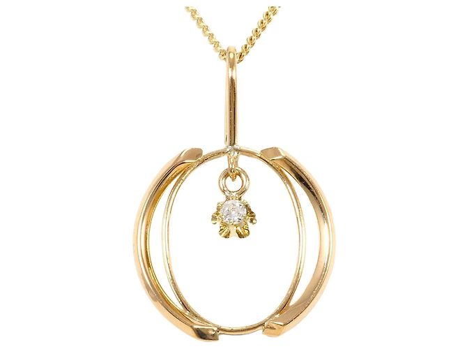 Autre Marque 18K Gelbgoldhalskette mit Diamant Golden