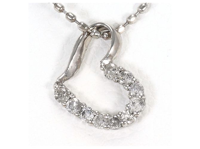 Autre Marque Collar de oro blanco de 10K con diamante Dorado