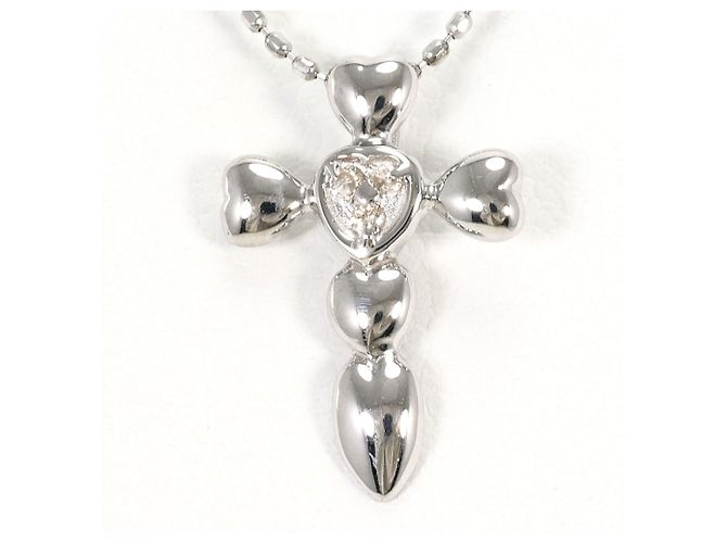 Autre Marque Collar de oro blanco de 10K con diamante Dorado
