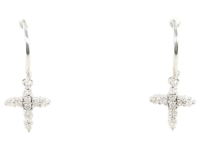 Autre Marque Orecchini pendenti in oro bianco 18K e diamanti D'oro