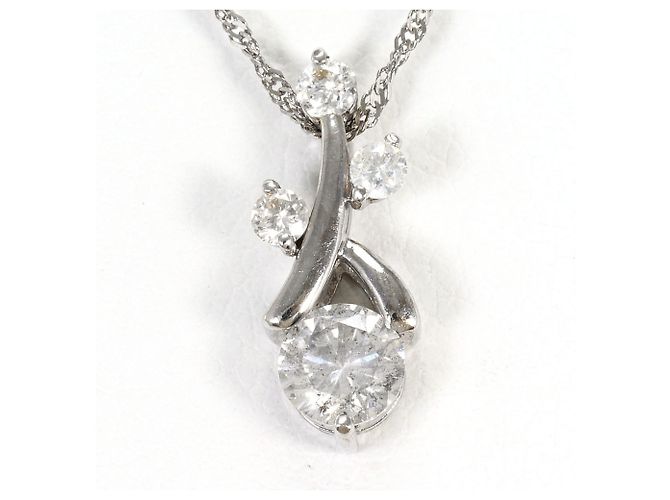 Autre Marque Colar de ouro branco 18K e diamantes Dourado