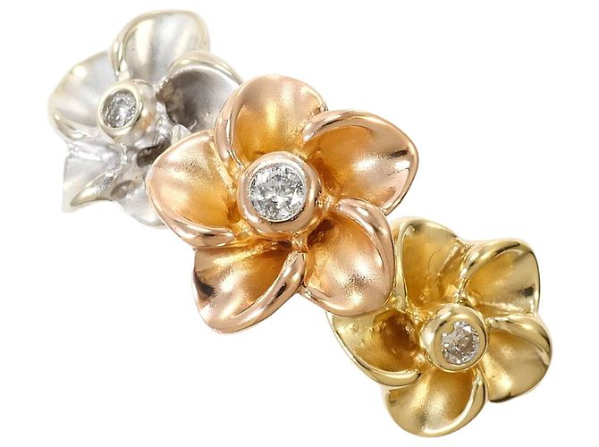 Autre Marque Anel de banda em ouro 14K com diamante Dourado