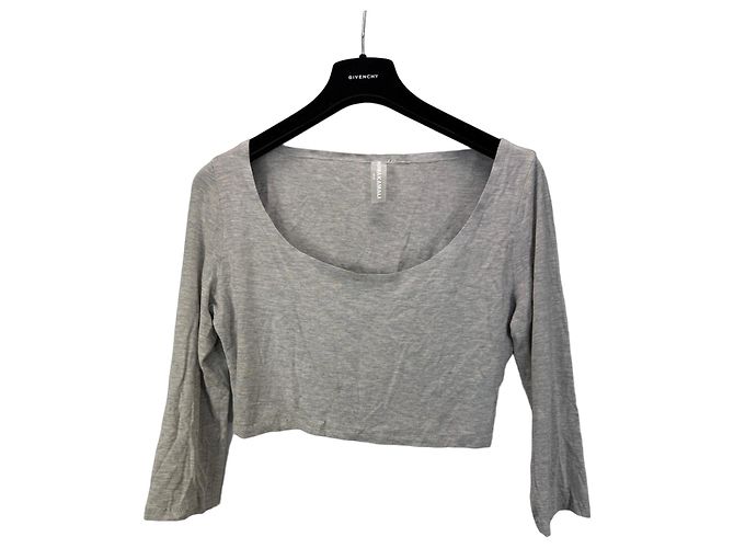 Norma Kamali Grey Viscose Blend Cropped Top