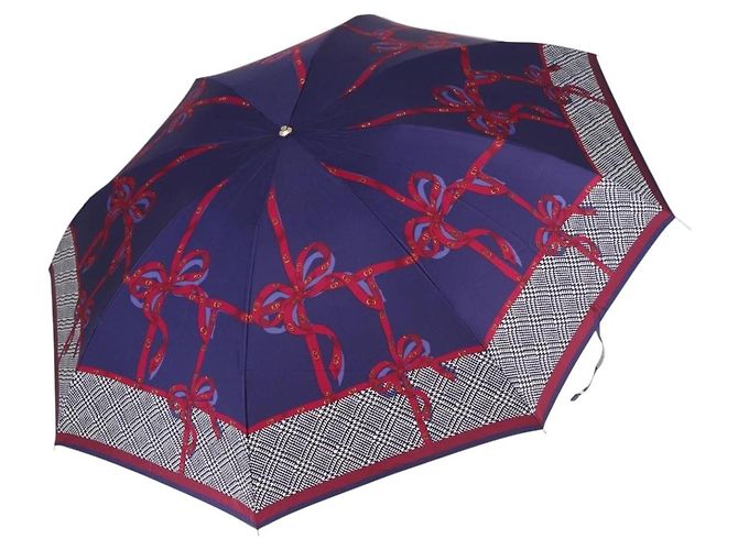 Christian Dior Folding Umbrella Polyester Made by Kanebo Navy Gold Auth 184397M Golden Navy blue