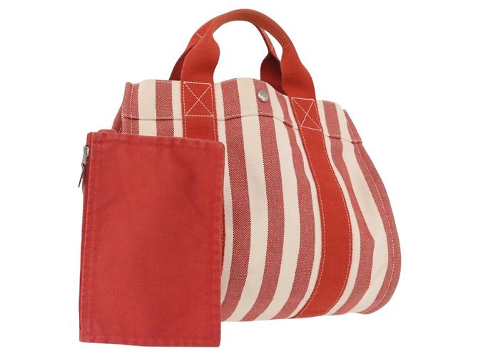 Hermès HERMES Cannes Handtasche Canvas Rot Silber 184181A