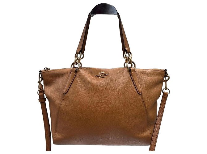 Bolsa Tote Coach em couro granulado marrom