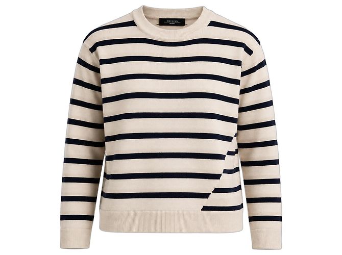 Weekend Max Mara Pull en maille rayé asymétrique Noir Multicolore Beige