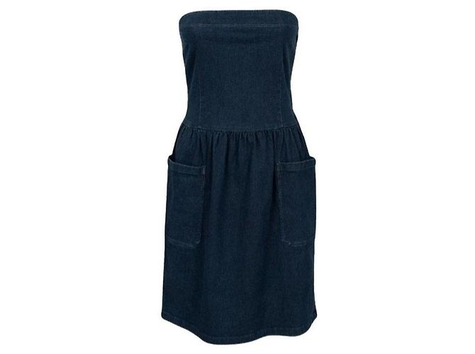 Prada Trägerloses Denim-Kleid Dunkelblau