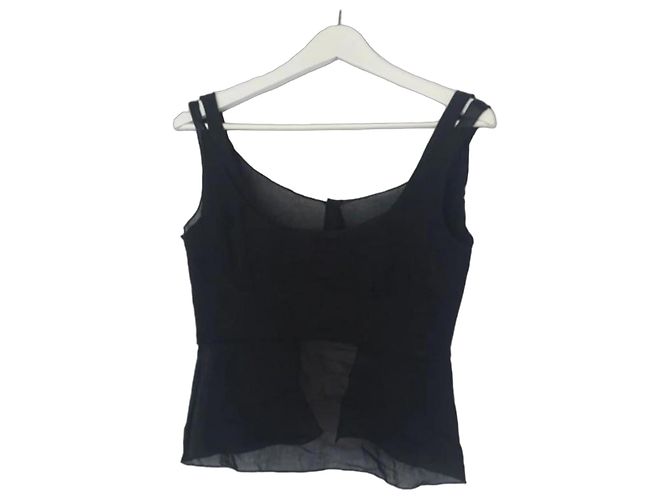 Prada Linea Rossa Top in Garza di Cotone Nero