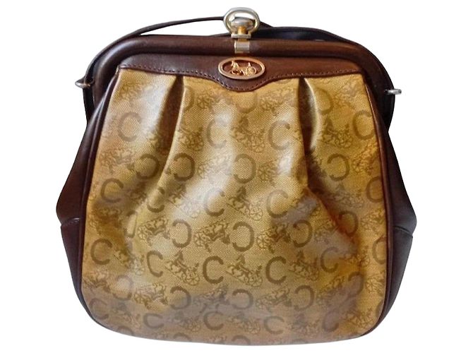 Céline Bolsa de ombro Celine Triomphe Monogram em canvas Marrom Bege