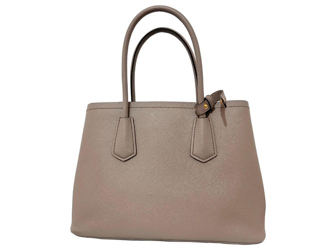 Prada Saffiano Lux Sac Cabas en Cuir Beige
