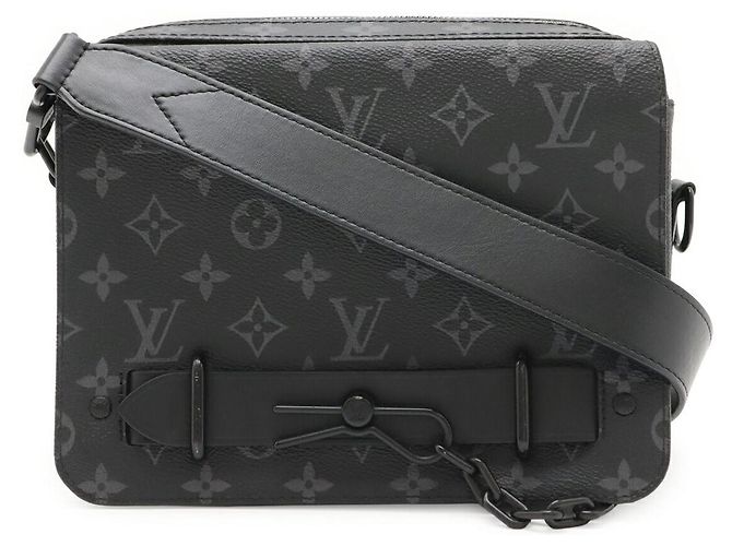 Bolso de hombro 2way Louis Vuitton Steamer Monogram Eclipse Negro Gris
