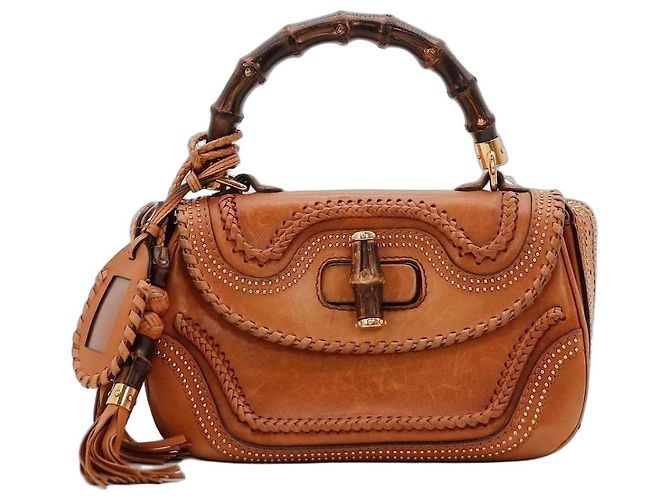 Gucci Bamboo Leder Handtasche Braun