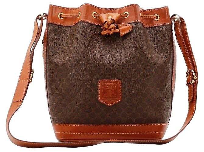 Céline Celine Borsa a Secchiello Monogram Marrone Monogramma 