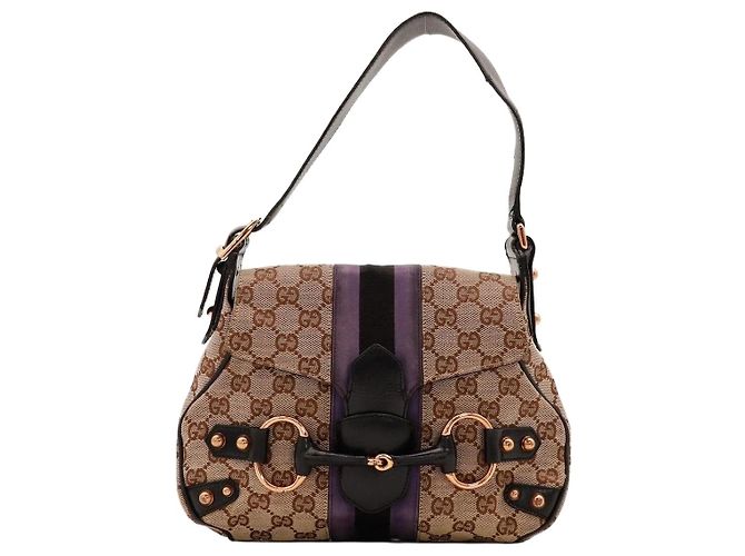 Gucci Bolsa Hobo Abbey em canvas monogram Marrom Preto Roxo