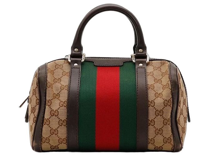 Gucci Borsa Boston Monogram GG Marrone Rosso Verde Monogramma