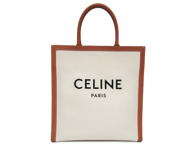 Cabas Céline Bolsa Tote e de Ombro Vertical Celine Large Fora de branco Castanho claro