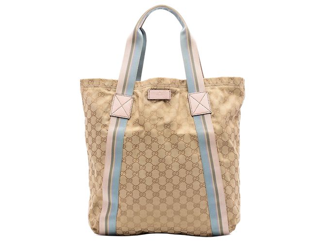 Gucci Beige GG Canvas Web Tote