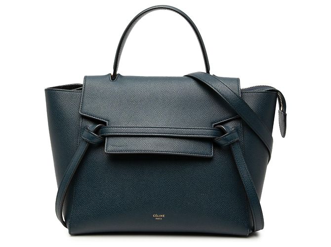 Belt Bag Céline Bolsa Belt em couro de bezerro micro granulado azul Celine Azul marinho