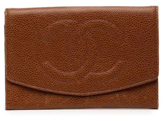 Chanel Brown CC Caviar Compact Wallet