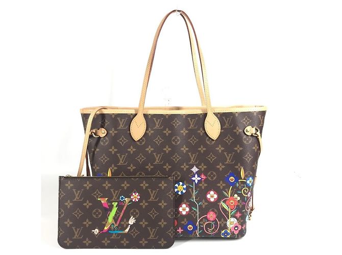Neverfull Louis Vuitton Monogram Canvas Tote Bag Braun Mehrfarben