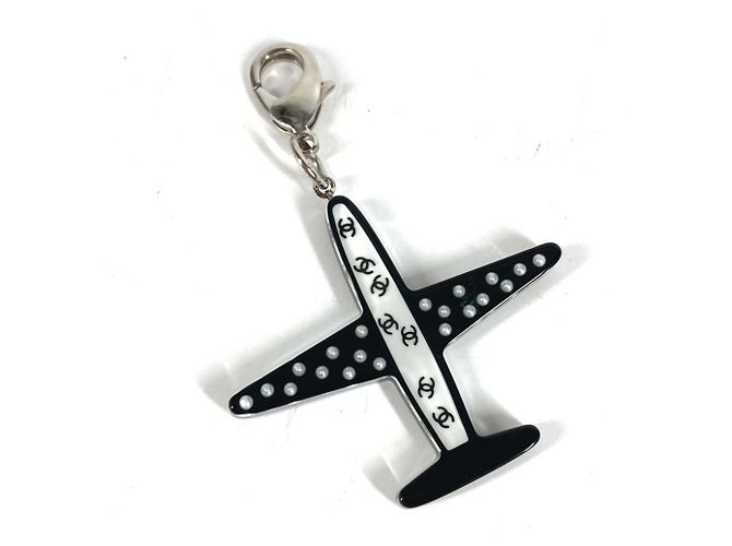 Chanel 16S Airplane Accessory Bag Charm Keychain Nero Bianco