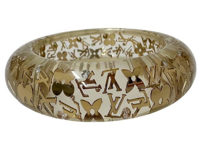 Louis Vuitton Clear Gold Bangle Golden
