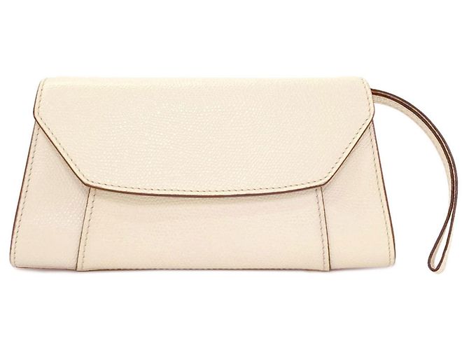 Mini clutch Valextra em couro de bezerro Branco