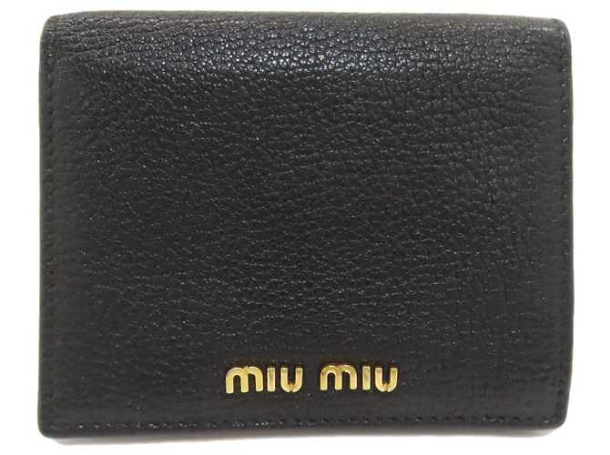 Miu Miu Bi-fold Leather Wallet Black