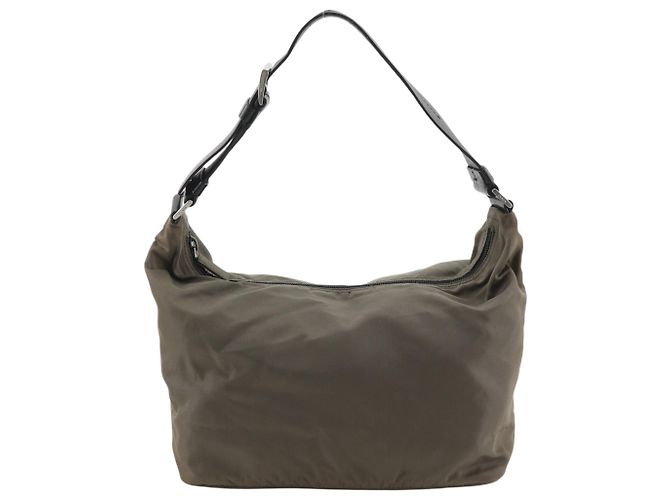 Borsa a tracolla in nylon marrone Prada