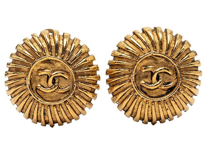 Chanel Clip-Ohrringe Coco Mark vergoldet Golden