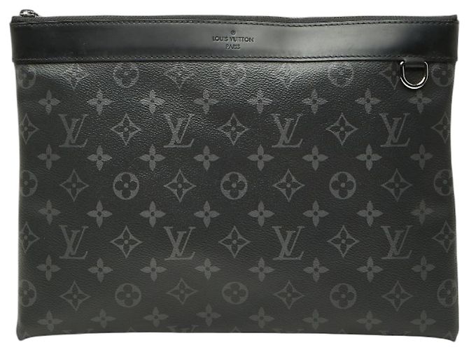 Louis Vuitton Monogram Eclipse Pochette Discovery Clutch Bag Black