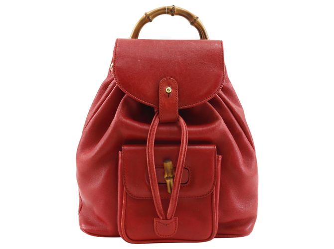 Gucci Bamboo Mini-Rucksack aus rotem Leder