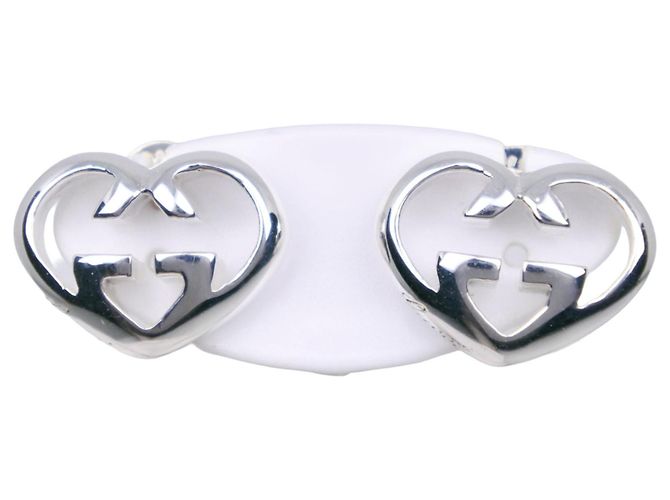 Gucci Interlocking Heart Stud Ohrringe Silber