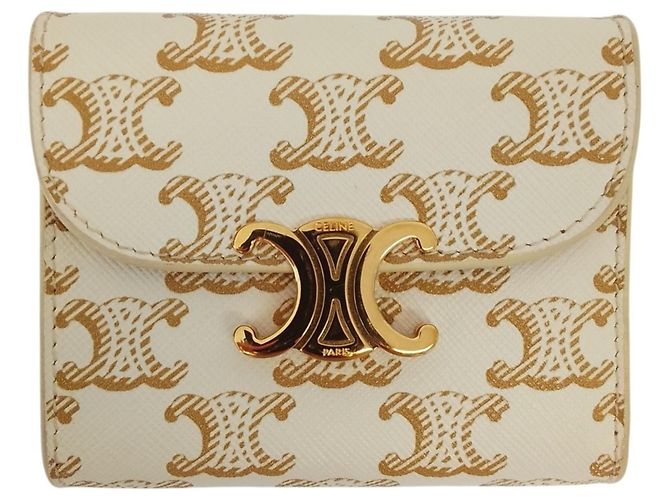 Céline Celine Small Triomphe Wallet Black White 